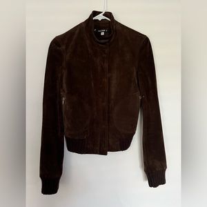 William B Suede Brown Bomber Jacket
